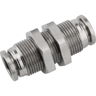 不锈钢隔板快插接头直通PM内丝内螺纹穿板PMF气管快速对接304快接