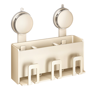 吸盘牙刷置物架奶白壁挂式免打孔卫生间电动牙刷漱口牙杯牙膏架子