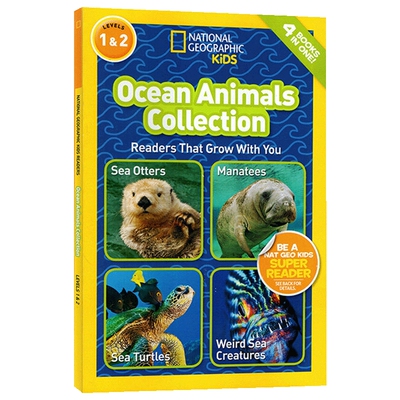 英文原版 National Geographic Kids Ocean Animals Collection 4个海洋动物故事合辑 L1L2 美国国家地理儿童百科分级读物STEM课程