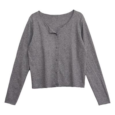 不费力时髦小卷边款透气针织开衫