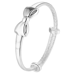 中国黄金福运迭至童镯银手镯足银999手镯蝴蝶结宝宝镯百天礼物