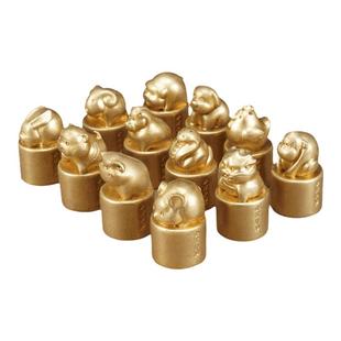 【西泠印社】十二生肖黄铜印章镀真金名字定制刻字文创宝宝礼物礼品姓名书法篆刻印泥生日儿童送礼礼物西冷