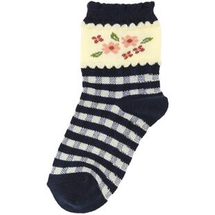 Tabio儿童袜子男女花朵格纹春秋高弹透气亲肤袜子女童可爱宝宝袜