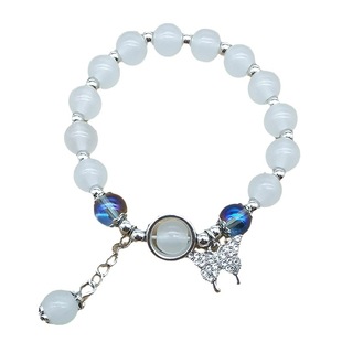 蝴蝶仿猫眼石手链ins小众设计海宝蓝仿月光石手串送女友闺蜜情侣