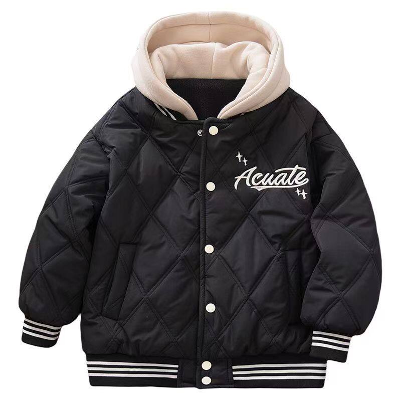 男童棉服假两件外套上衣棒球服
