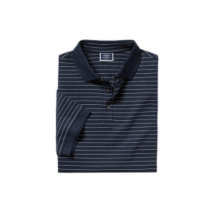 CHARLES TYRWHITTCT查特夏季修身商务海军蓝白条纹珠地Polo衫短袖