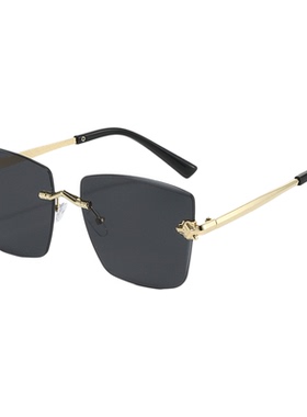 欧美金属风无框墨镜奢华切边渐变色太阳镜街拍海边度假墨镜UV400