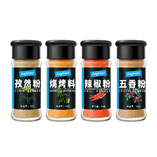麦吉生酮/低碳人群调料4瓶装孜然粉辣椒粉五香粉烧烤料家用组合