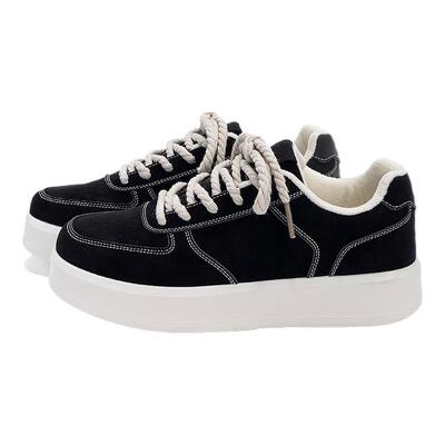 环球加绒黑色二棉板鞋男款2025新款冬季休闲男鞋百搭厚底冬天棉鞋