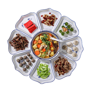 网红同款拼盘聚餐菜盘圆桌团圆盘子餐盘套装酒店餐具创意分格摆盘