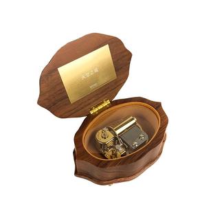 雷曼士八音盒情人节礼物胡桃木树叶款定制商务创意礼rhymes音乐盒