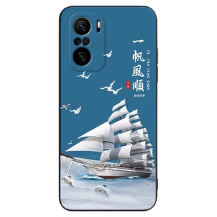 皑晨适用于redmi红米k40手机壳m2012k11ac新款直边m2012k11c全包防摔k40pro彩绘国风软壳网红k40pro+保护套男