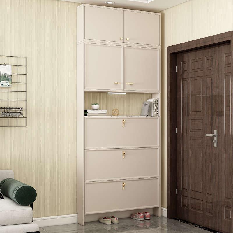 超薄实木鞋柜靠墙穿衣镜一体家用进门口大容量窄款翻斗入户玄关柜