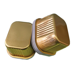 高档铝箔餐盒一次性打包盒可封口外卖金色盒保温铝箔饭盒600ml