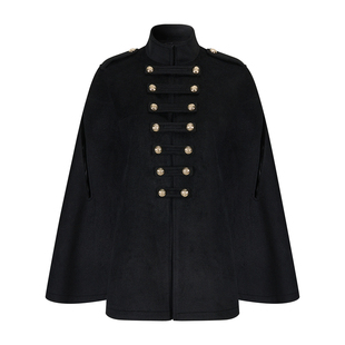 HiimDai 日系千金 NewMoney新贵层次双排扣立领简章毛呢斗篷大衣