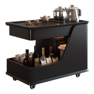 中古风移动茶台沙发全实木移动边几客厅阳台多功能带茶盘移动茶车