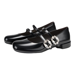 鞠婧祎王楚然同款MIO米奥2026春季舒适单鞋复古方钻玛丽珍女鞋