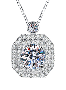 小方糖D色莫桑钻纯银项链女款