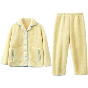 红豆绒情侣睡衣2024秋冬新款珊瑚绒家居服套装男长袖长裤保暖女士