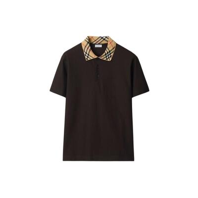 格纹衣领棉质Polo衫BURBERRY