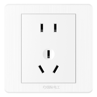 国际电工墙壁开关插座面板多孔86型家用白色一开五孔电源插座面板