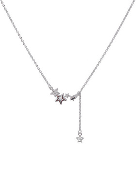 星星相伴流苏项链女级轻奢小众设计ins气质镶钻五角星锁骨链跨