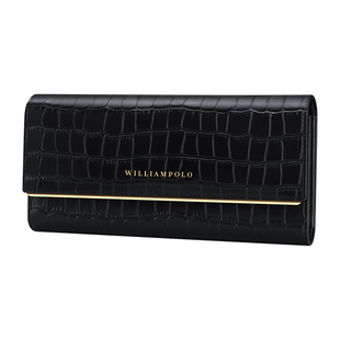 英皇保罗钱包女长款2026新款鳄鱼纹手包女士银包高档真皮卡包皮夹
