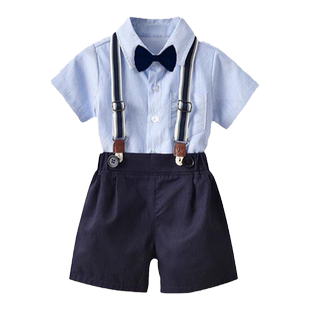 罗蒙男童小西装套装宝宝生日主持人服装儿童花童礼服演讲演出服夏