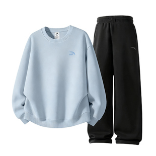 安踏加绒卫衣套装男2025新款冬季加厚青少年男装帅气学生潮流套装