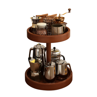 实木杯架杯子收纳置物架餐桌台面圣诞装饰架子可旋转餐边柜水杯架