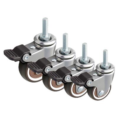 静音万向轮滚轮带刹车1寸M8丝杆