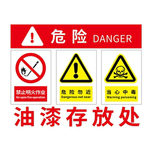 油漆仓库标识牌油漆职业危害告知卡油漆房警示牌喷漆房警示标志危化品安全周知卡仓库房存放处禁止吸烟提示牌
