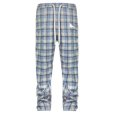 北卡蓝直筒微喇叭拉链长裤美式