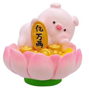原创和气生财猪猪办公室桌面摆件装饰品创意卡通可爱情绪稳定神器