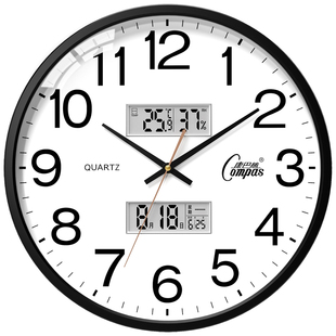 康巴丝挂钟客厅家用时尚创意静音钟表免打孔挂墙简约石英电子时钟