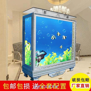 相框屏风隔断吧台落地大型客厅家用生态鱼缸水族箱1.2米1.5米 欧式