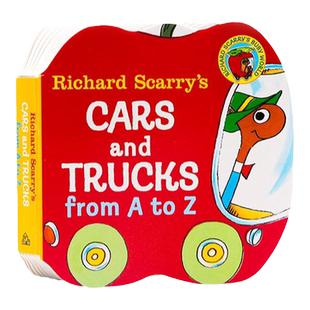英文原版 Richard Scarry's Cars and Trucks from A to Z 幼儿童字母入门从A到Z 手掌口袋书小小纸板书 斯凯瑞 英语读物启蒙认知