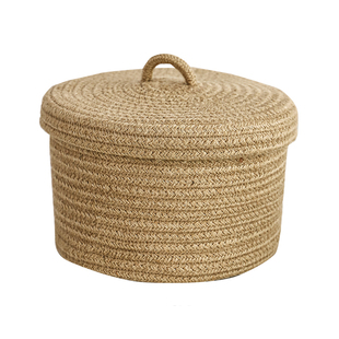 MY 日式ins黄麻编织桌面收纳盒客厅茶几钥匙遥控器置物筐家用带盖