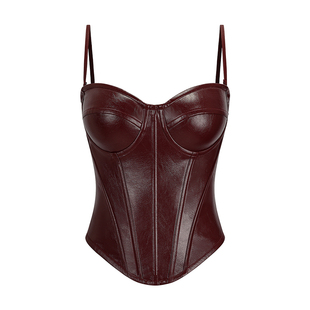 CORSELET 拉斐尔皮弹力修身带胸垫鱼骨胸衣春夏新款摩登法式抹胸