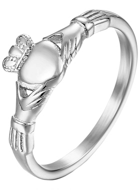 指纹漩涡爱心形光面素戒钛钢戒指