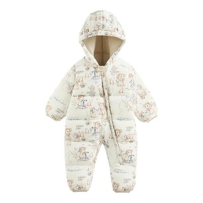 婴儿羽绒连体衣哈衣爬爬服白鸭绒
