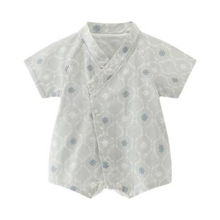 乖奇熊婴幼儿天竹纤维连体包屁衣夏季薄款宝宝三角哈衣居家服抑菌
