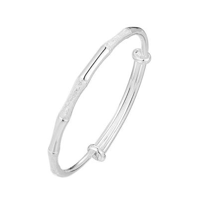 九乐足银999磨砂竹节银手镯女