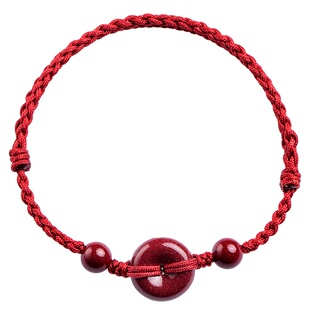 朱砂平安扣手链本命年红绳编织手绳纯银福牌脚链上岸手串闺蜜礼物