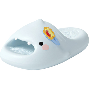 可爱卡通狮子发卡鲨鱼拖鞋女款外穿厚底防滑防臭家居室内情侣凉拖