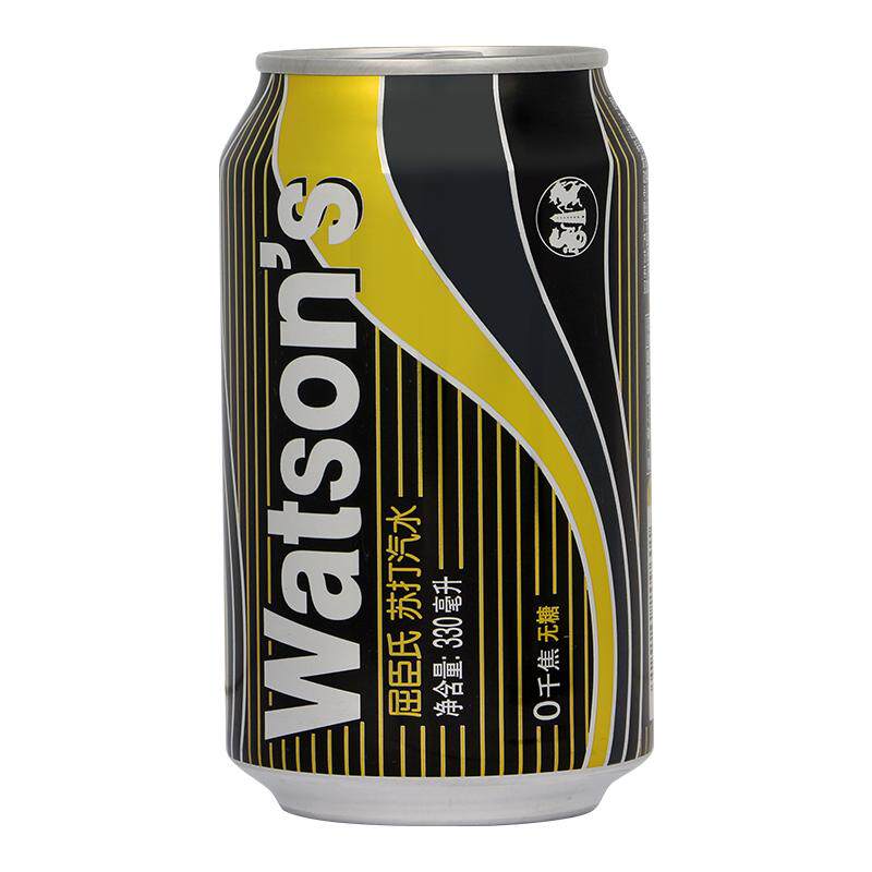 屈臣氏苏打汽水饮料原味苏打汽水330ml*24罐整箱