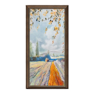 油画入户玄关墙面装饰挂件高级感风景抽象画2025新款过道走廊挂画