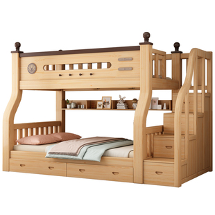 实木上下床双层床上下铺双人子母床两层木床高低儿童床小户型架子