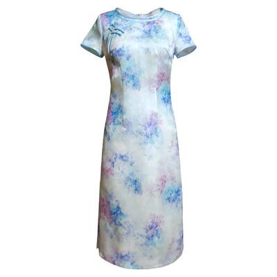 蝶恋复古优雅风真丝日常改良旗袍