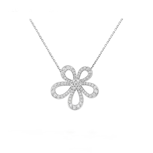大花项链s925纯银满钻花朵锁骨链太阳花瓣吊坠仙女送闺蜜生日礼物